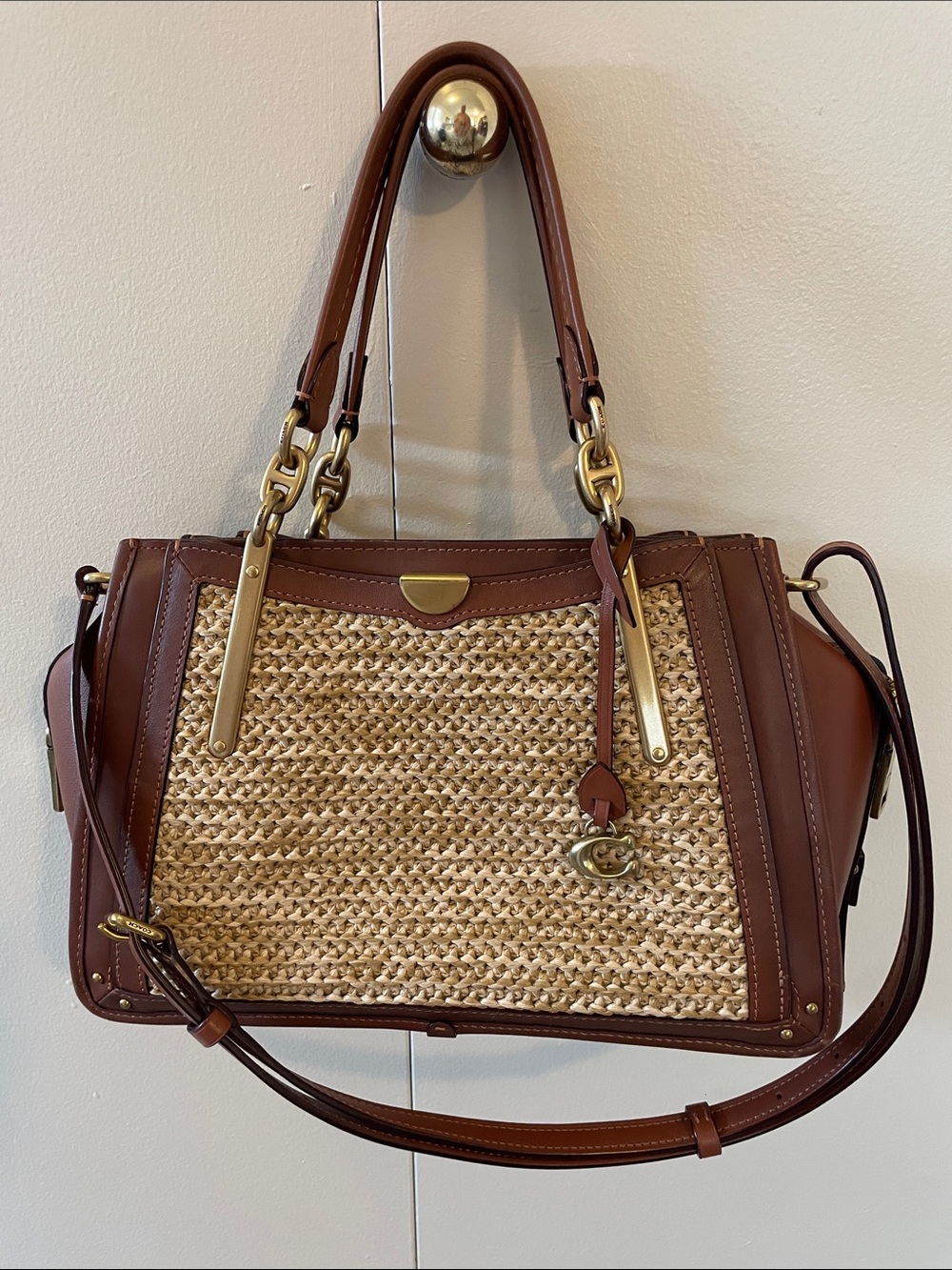 Coach Dreamer Satchel in Straw / Woven Raffia & 1941 Saddle Leather